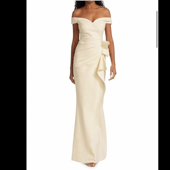 NWT Chiara Boni La Petite Robe Radoslava Off-The-Shoulder Wrap Gown SIZE 2 $1090 - Picture 2 of 11
